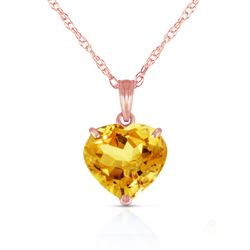 ALARRI 14K Solid Rose Gold Necklace with Natural 10mm Heart Citrine