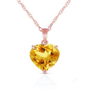 ALARRI 14K Solid Rose Gold Necklace w/ Natural 10mm Heart Citrine