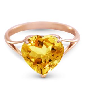 ALARRI 14K Solid Rose Gold Ring w/ Natural 10.0 mm Heart Citrine
