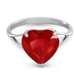 ALARRI 14K Solid White Gold Ring w/ Natural 10.0 mm Heart Ruby