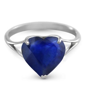 ALARRI 14K Solid White Gold Ring w/ Natural 10.0 mm Heart Sapphire