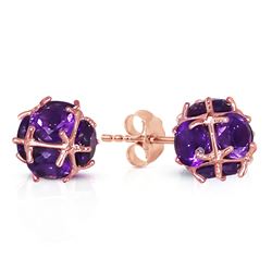 ALARRI 14K Solid Rose Gold Stud Earrings with Natural Amethysts