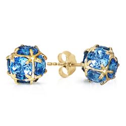ALARRI 14K Solid Gold Stud Earrings w/ Natural Blue Topaz