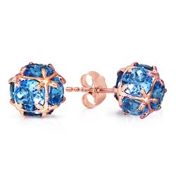 ALARRI 14K Solid Rose Gold Stud Earrings with Natural Blue Topaz