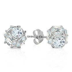 ALARRI 14K Solid White Gold Stud Earrings w/ Natural Aquamarines