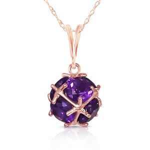 ALARRI 14K Solid Rose Gold Necklace w/ Natural Amethysts