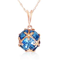 ALARRI 14K Solid Rose Gold Necklace with Natural Blue Topaz