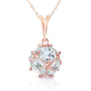 ALARRI 14K Solid Rose Gold Necklace w/ Natural Aquamarines