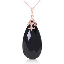 ALARRI 14K Solid Rose Gold Necklace with Briolette 31x16 mm Black Onyx