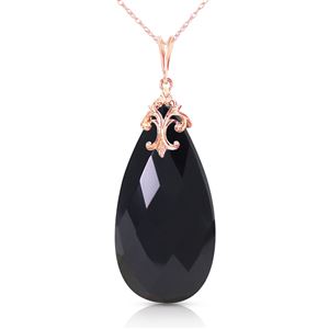 ALARRI 14K Solid Rose Gold Necklace w/ Briolette 31x16 mm Black Onyx