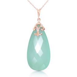 ALARRI 14K Solid Rose Gold Necklace with Briolette 31x16 mm Mint Green Chalcedony