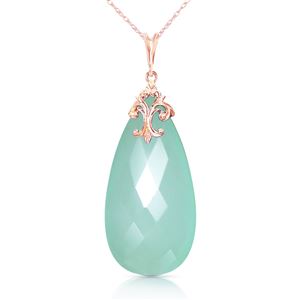 ALARRI 14K Solid Rose Gold Necklace w/ Briolette 31x16 mm Mint Green Chalcedony