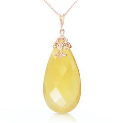 ALARRI 14K Solid Rose Gold Necklace with Briolette 31x16 mm Yellow Onyx