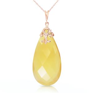 ALARRI 14K Solid Rose Gold Necklace w/ Briolette 31x16 mm Yellow Onyx