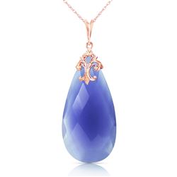 ALARRI 14K Solid Rose Gold Necklace with Briolette 31x16 mm Deep Blue Chalcedony