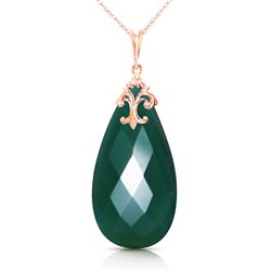 ALARRI 14K Solid Rose Gold Necklace with Briolette 31x16 mm Deep Green Chalcedony