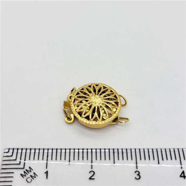 14k Gold Filled Clasp - Filligree Round Large 2 Strand