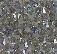 Swarovski 4mm 5301/5328 Bicone - Black Diamond AB Colors