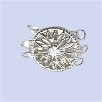 Sterling Silver Filigree - Large Round Clasp - 3 row