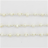 Sterling Silver Chain w/Pearl 3-4mm