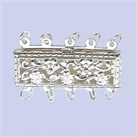 Sterling Silver Filigree - Large Rectangle Clasp - 5 row