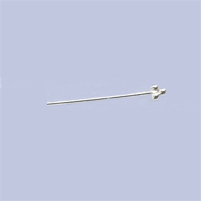 Sterling Silver Headpin - 3 Ball End 1 inch #24 Gauge