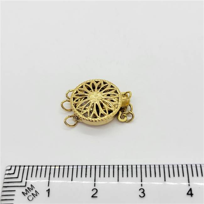 14k Gold Filled Clasp - Filligree Round Large 3 Strand