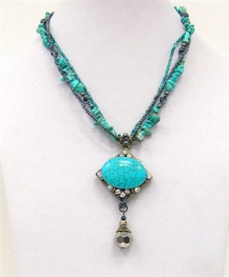 08XL-0020-4 Designed Stone Necklace.