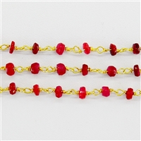 Vermeil Chain w/Dyed Ruby stone 3-4mm