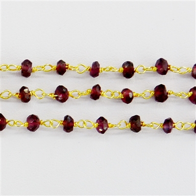 Vermwil Chain w/Rhodolite Garnet stone 3-4mm