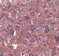 Swarovski 4mm 5301/5328 Bicone - Lt. Rose AB Color