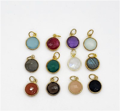 18k Gold over Sterling Silver  Round 11mm Pendants