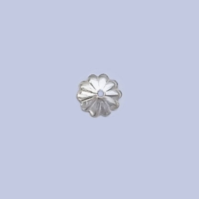 Sterling Silver Beads Cap - Plain Flower 6mm. 30 Pieces