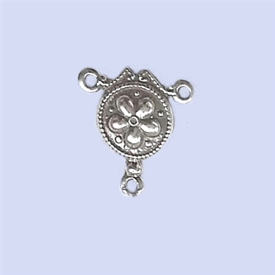 Sterling Silver Rosary Medal - Flower design