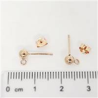 Rose Gold Filled Earring - Ball Post 4mm w/ring