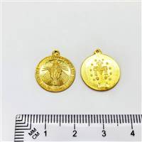 14k Gold Filled Charm - Virgin Mary Round 15mm