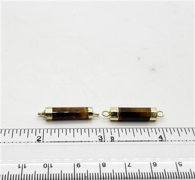 GP Faceted Tube Connector. Tiger Eye