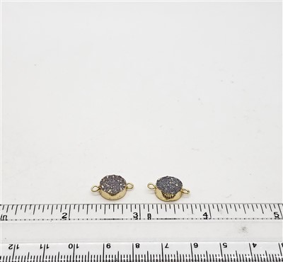 GP Agate Druzy Connector. Round 8mm. AB Finish