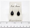 SS Bezel Earrings. 11x16mm Tear Drop. Black Onyx