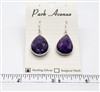 SS Bezel Earrings. 15x20mm Tear Drop. Amethyst