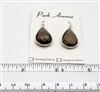 SS Bezel Earrings. 15x20mm Tear Drop. Smoky Quartz