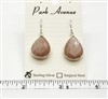 SS Bezel Earrings. 15x20mm Tear Drop. Peach Moonstone