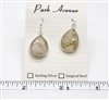 SS Bezel Earrings. 15x20mm Tear Drop. Rutilated Quartz