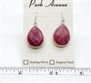 SS Bezel Earrings. 15x20mm Tear Drop. Dyed Ruby