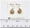 VS Bezel Earrings. 11x16mm Tear Drop. Peach Moonstone