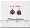 VS Bezel Earrings. 15x20mm Tear Drop. Amethyst