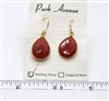 VS Bezel Earrings. 15x20mm Tear Drop. Carnelian