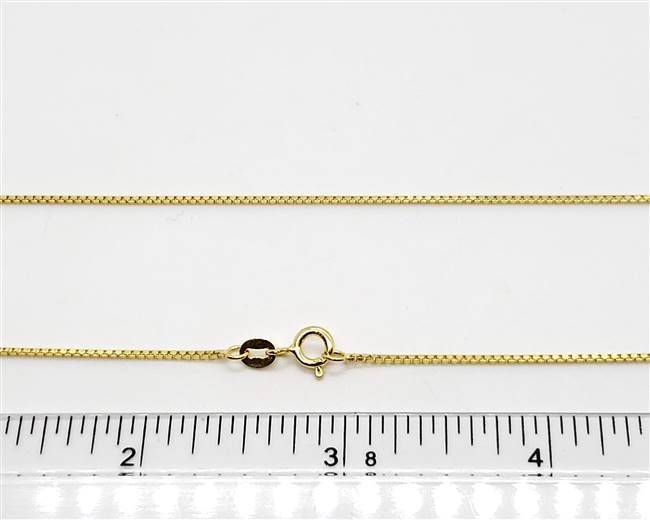 18k Gold over Sterling Silver Chain 1mm Box. 16 Inch