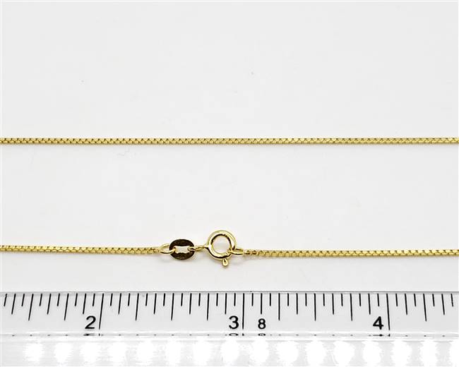 18k Gold over Sterling Silver Chain 1mm Box. 18 Inch