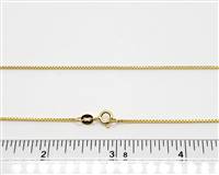 18k Gold over Sterling Silver Chain 1mm Box. 20 Inch